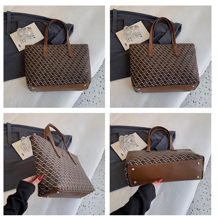 Bolso Tote de Alta Gama para Mujer con Estampado de Diamantes: Bolso de Hombro y Mano de Gran Capacidad Ligero de Lujo Tendencia 2025