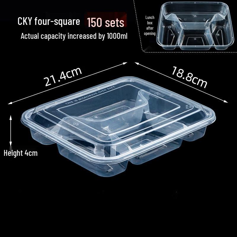 MOLUONA Disposable 4-Compartment Plastic Lunch Boxes
