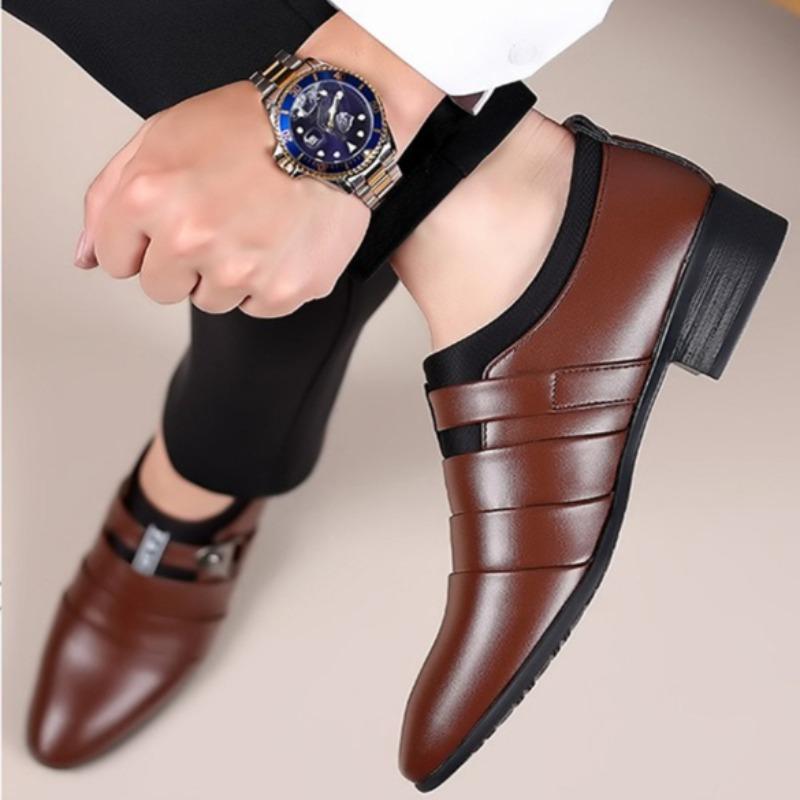 Fashion Dress Men's Leather Shoes Pointed Wedding Party Office Business Casual Male Shoes Luxury Designer Elegant Classic Men for Shoes