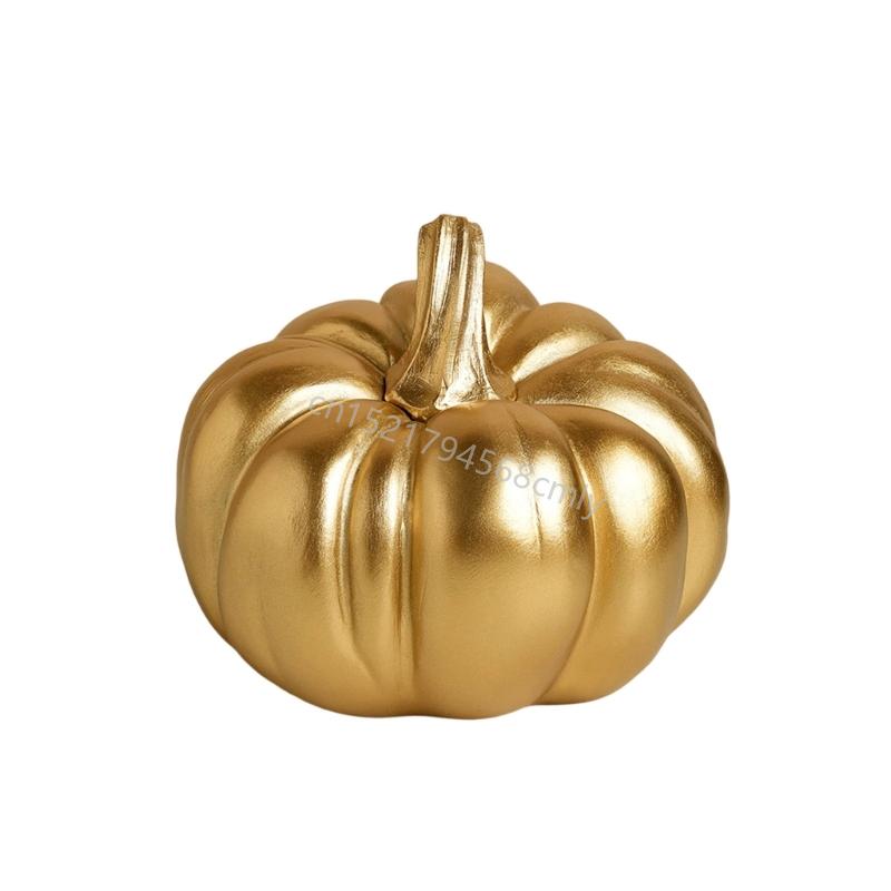 Gold Pumpkin Autumn Decors Decorative Pumpkin for Halloween Thanksgiving Mantles 6XDE