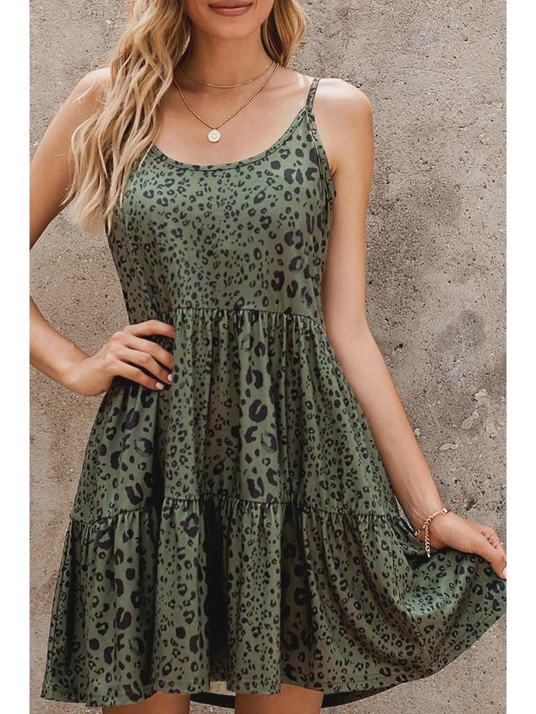 Women's Sexy Leopard Print Slim A-Line Suspender Dress