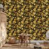 Golden Hibiscus Ochre Wallpaper, Fine Detail for Living Room and Bedroom 50x1000