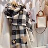 New Bear Hair Plaid Imitation Cashmere Thickened Autumn and Winter Warm Scarf Fashionable and Versatile Double Sided Love Tassel Scarf