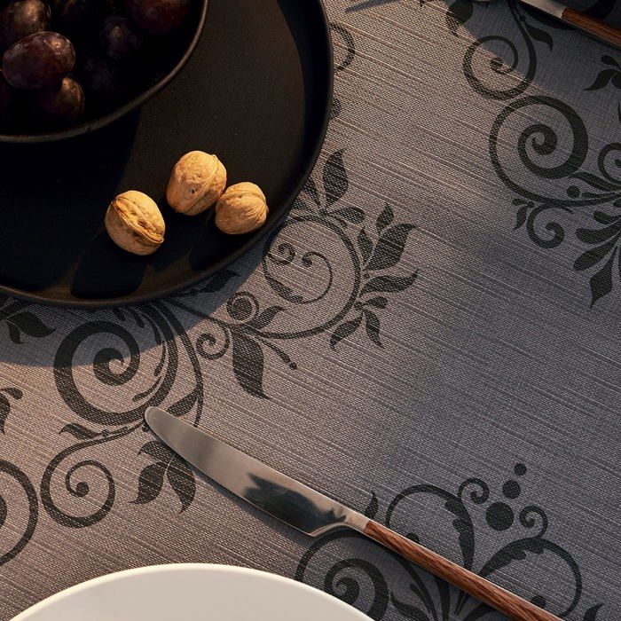 Nappe de table - kp home - baroque graphite - imperméable - 200 x 140 cm - lavable