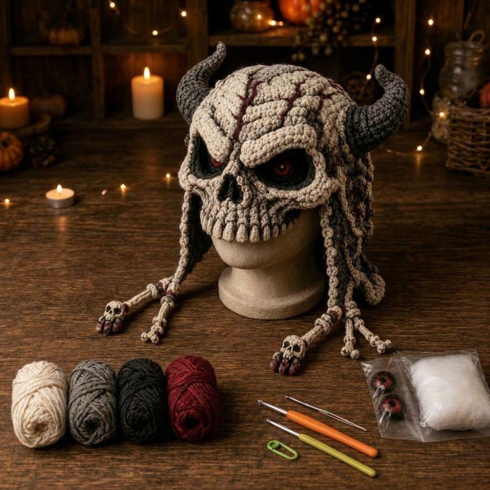 Warm Halloween Crochet Hood Kit for Adults Handmade Halloween Animal Hat Halloween Party