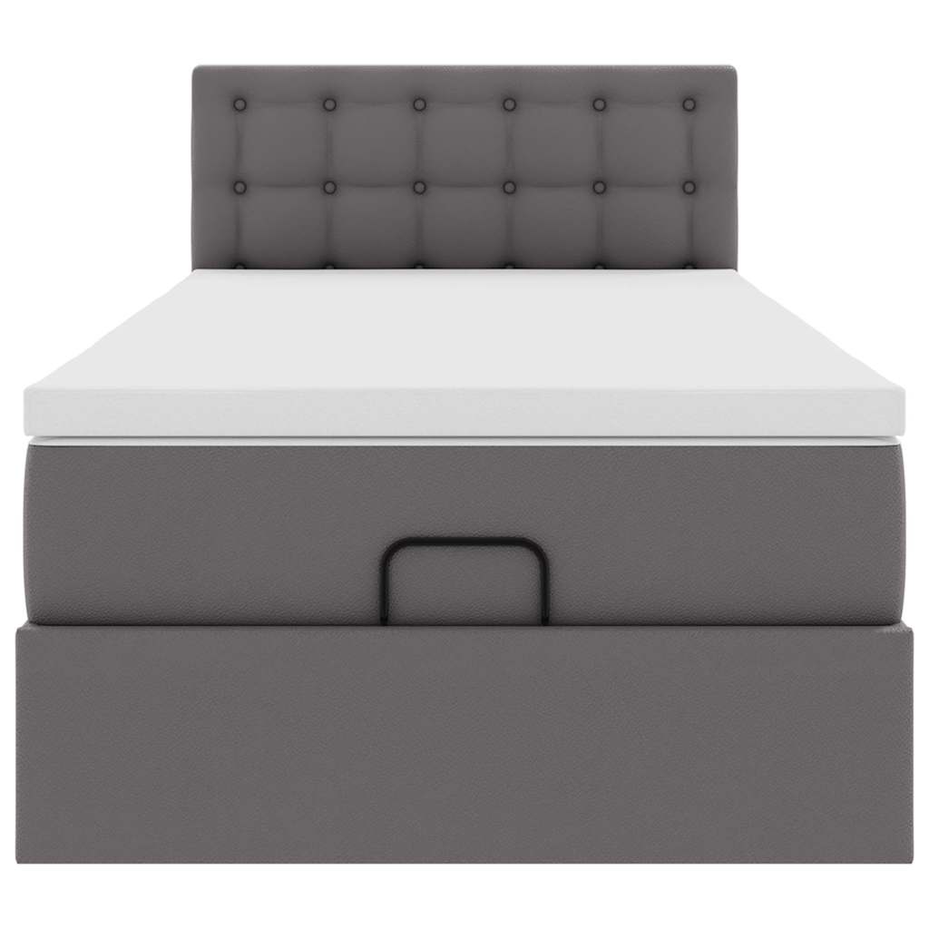 Ottoman Bed with Mattress Grey 80x200 cm Faux Leather