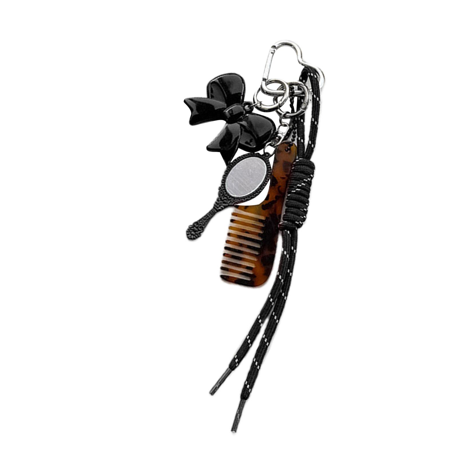 

Модний ацетатний гребінець-дзеркальце-брелок, багатофункціональний ключний аксесуар, підходить для молодих жінок і дівчат для використання на вулиці чорний