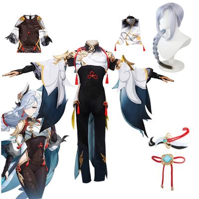   Shenhe Cosplay Costume Shenhe Jumpsuit Wig Shen He  Battle Suits for Cosplay Anime