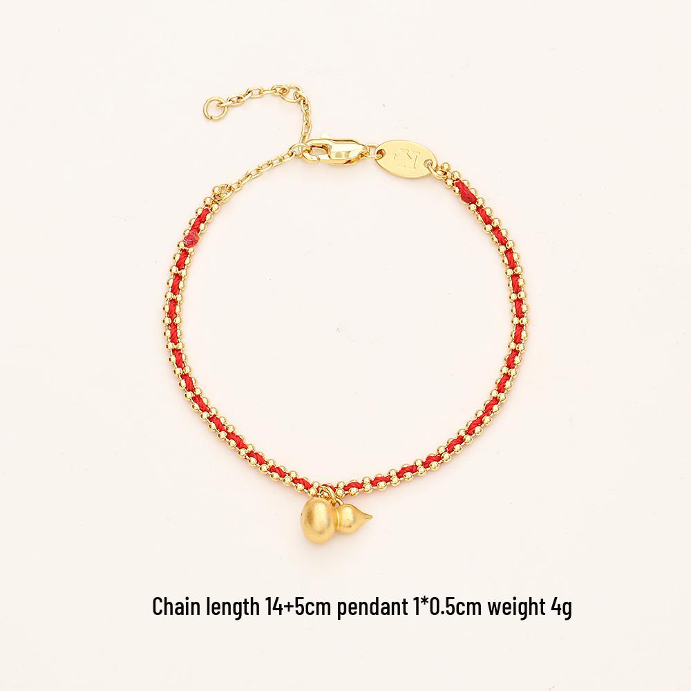 Chinese-Inspired Festive Gourd Fulu Bracelet: Gold-Plated, High-End Fashion, New Chinese Style Jewelry.