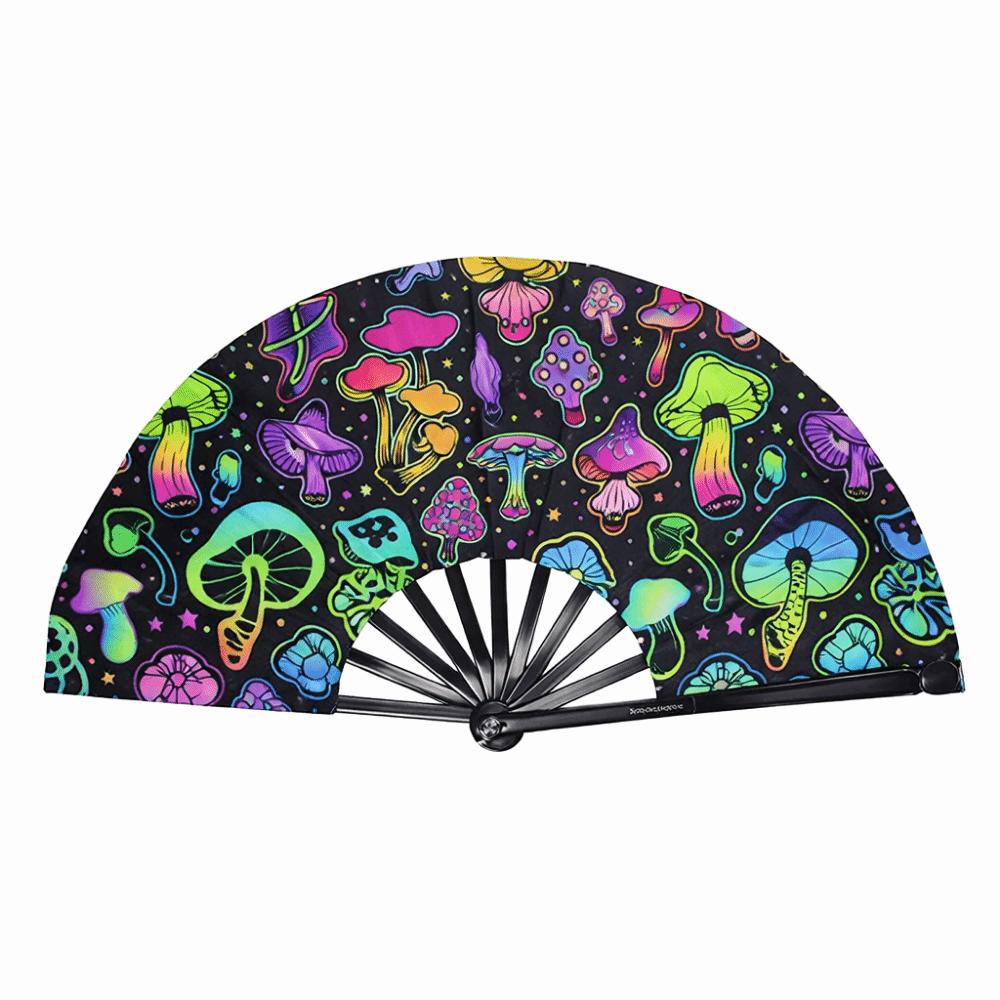 

33cm Rave Hand Fan Fluorescent Large Folding Hand Fan Chinese Style Popping Fan Party mushrooms