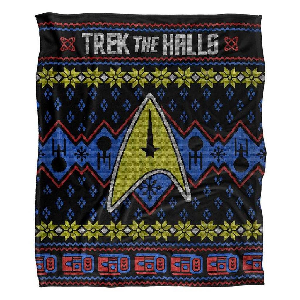 Star Trek Trek the Halls Ugly Silky Christmas Sweater Supersoft Blanket