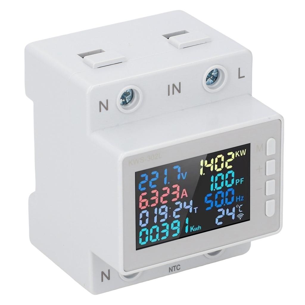 Einphasen-Energiezähler Farb-LCD-Anzeige Multifunktionales Spannungs-Strommessgerät Voltmeter Amperemeter mit Stromausfall