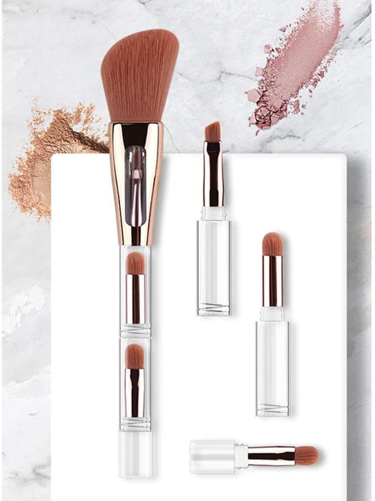 Cute and Portable Makeup Brush Set with a Dedicated Makeup Pouch 4-in-1 (pink)