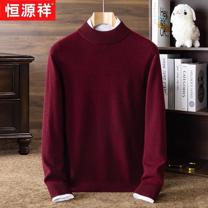 

Hengyuanxiang Men s Thick 100% Pure Wool Round Neck Sweater 4XL