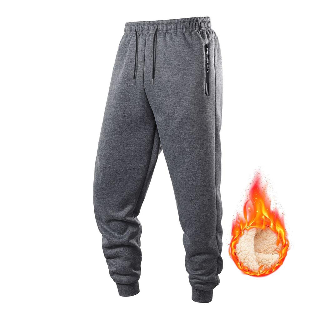 Men's Solid-color Casual Sportswear Skinny Pants, Men's Fleece Warm Drawstring Loose Sweatpants