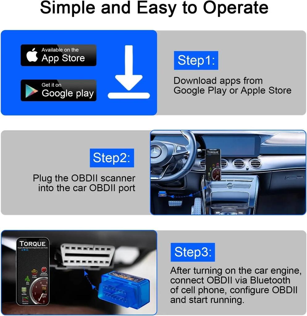 Mini ELM327 Bluetooth OBD2 Scanner Code Reader V1.5/V2.1 Car Diagnostic Tools Check Engine Scan Car Fault Detector 16PIN