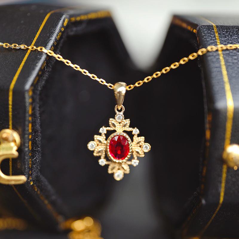 Gold-Plated Sterling Silver Ruby Pendant Necklace for Women - Elegant and Versatile Design
