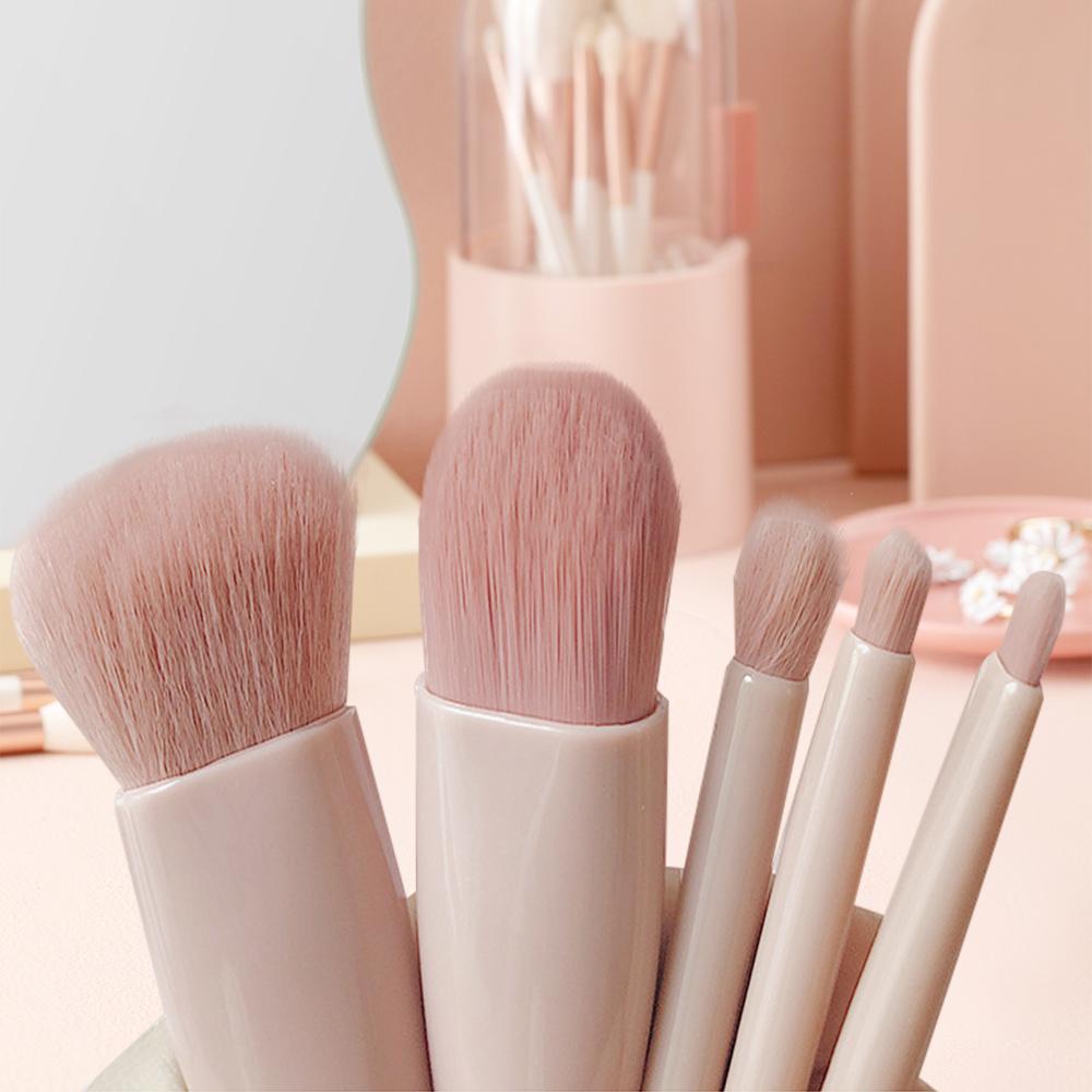 Set di 5 pennelli da trucco da viaggio, mini pennelli da trucco, piccoli pennelli cosmetici completi con custodia e specchio Perfe