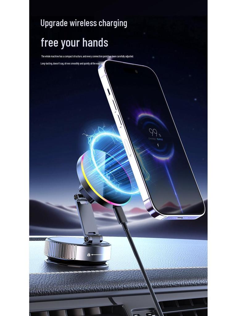 K5S Magnetic Car Wireless Charger & 360° Rotating Phone Holder with Suction Cup