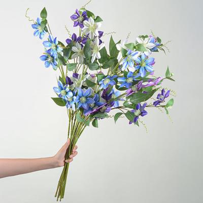 Artificial Clematis Branch with Stem Green Leaves Home Wedding Party Faux Flower Floral Arrangement Indoor