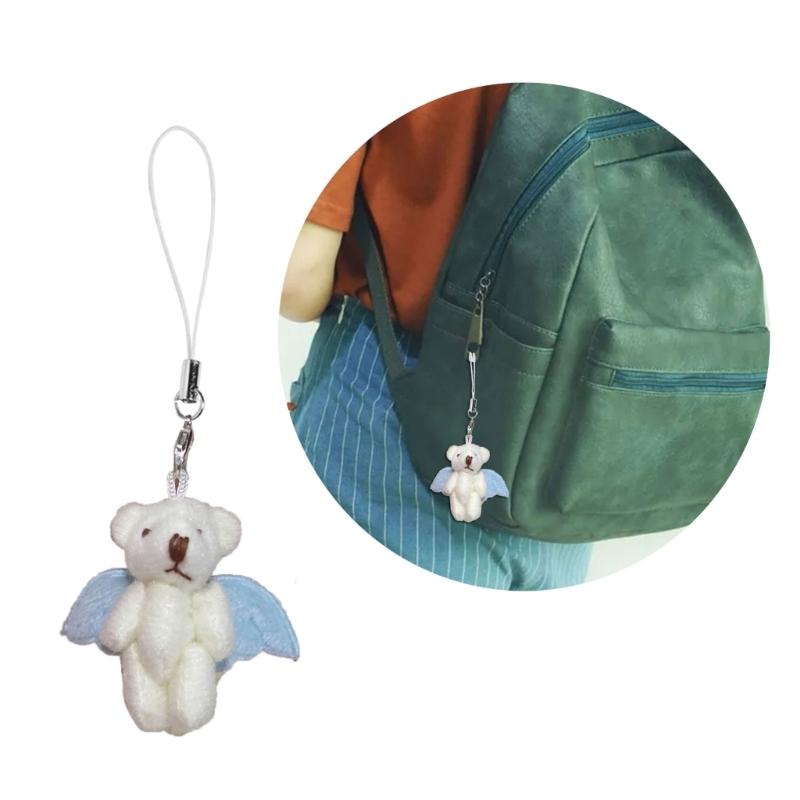Cute Angel Bear Keychain Hanging Ornament Backpack Handbag Charm for Girls Wome