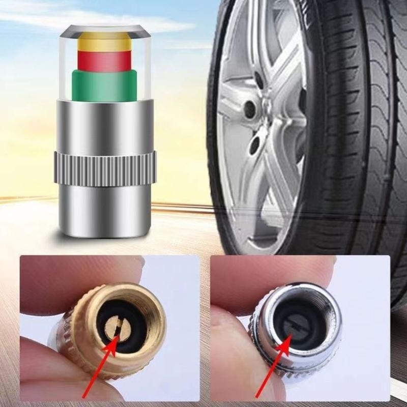 Visual Tire Pressure Indicator Cap for Quick Check with Green Yellow Red Warning Helps Avoid Blowouts Improve Safety on All Vehicles