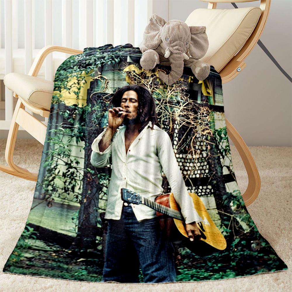 Bob Marley Rasta Blanket Durable Comfort Perfect For Chair Livingroom Sofa Four Seasons Universal Playful Design Birthday Christmas Gift Blanket