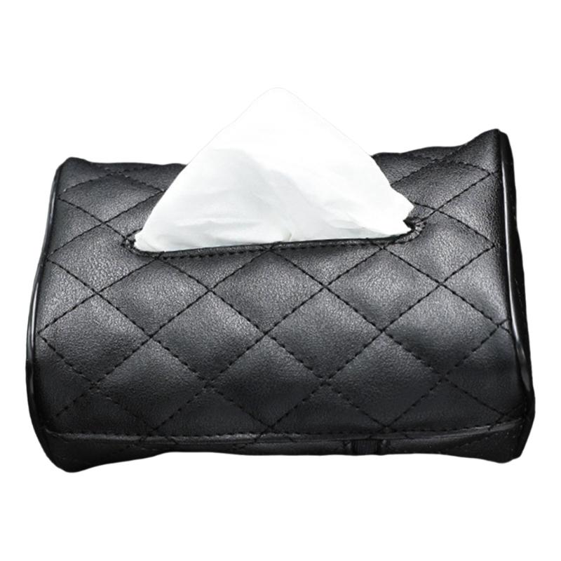 

PU Leather Car Tissue Box Holders Car Tissue Storage Box Conveniently Attaches to Sun Visors or Backseat for Easy Access
