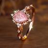 Exquisite Prinzessin Rosa Wassertropfen Zirkon Ringe für Damen Luxus Roségold Farbe Hochzeitsparty Fingerring Schmuck Geschenk
