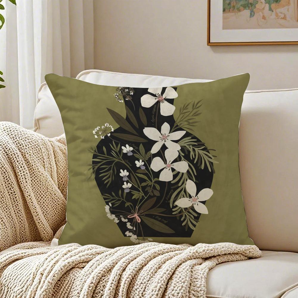 Vintage vase print Cushion Cover Pillowcase Antidustmite living Room Sofa Decor Cushion Room