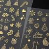 2 Pieces of Christmas and New Year Nail Stickers with Golden Snowflakes, Christmas Tree, Reindeer Heart, DIY Holiday Nail Art