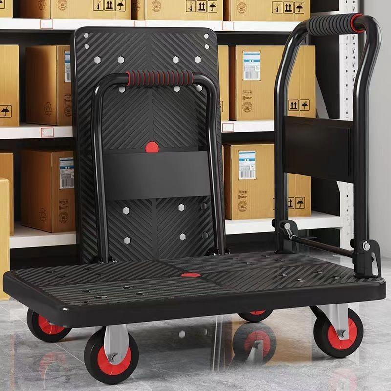 Foldable Platform Trolley Cart Universal Use Heavy Duty Shopping Flatbed  Handcart Warehouse Handling Tools