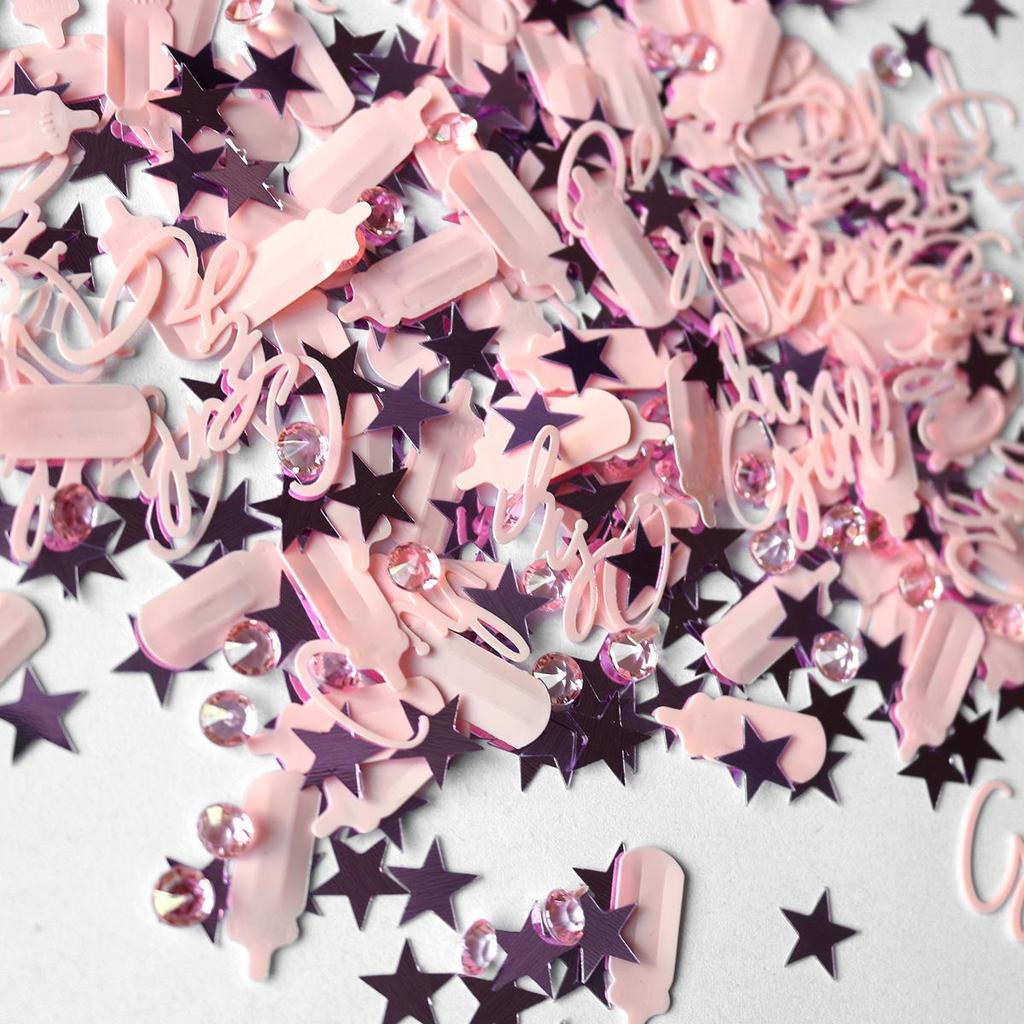 Sienos kirtimo konfeti naujagimiams ir krikštynoms - Kūdikio buteliuko ir drabužėlių dizainas