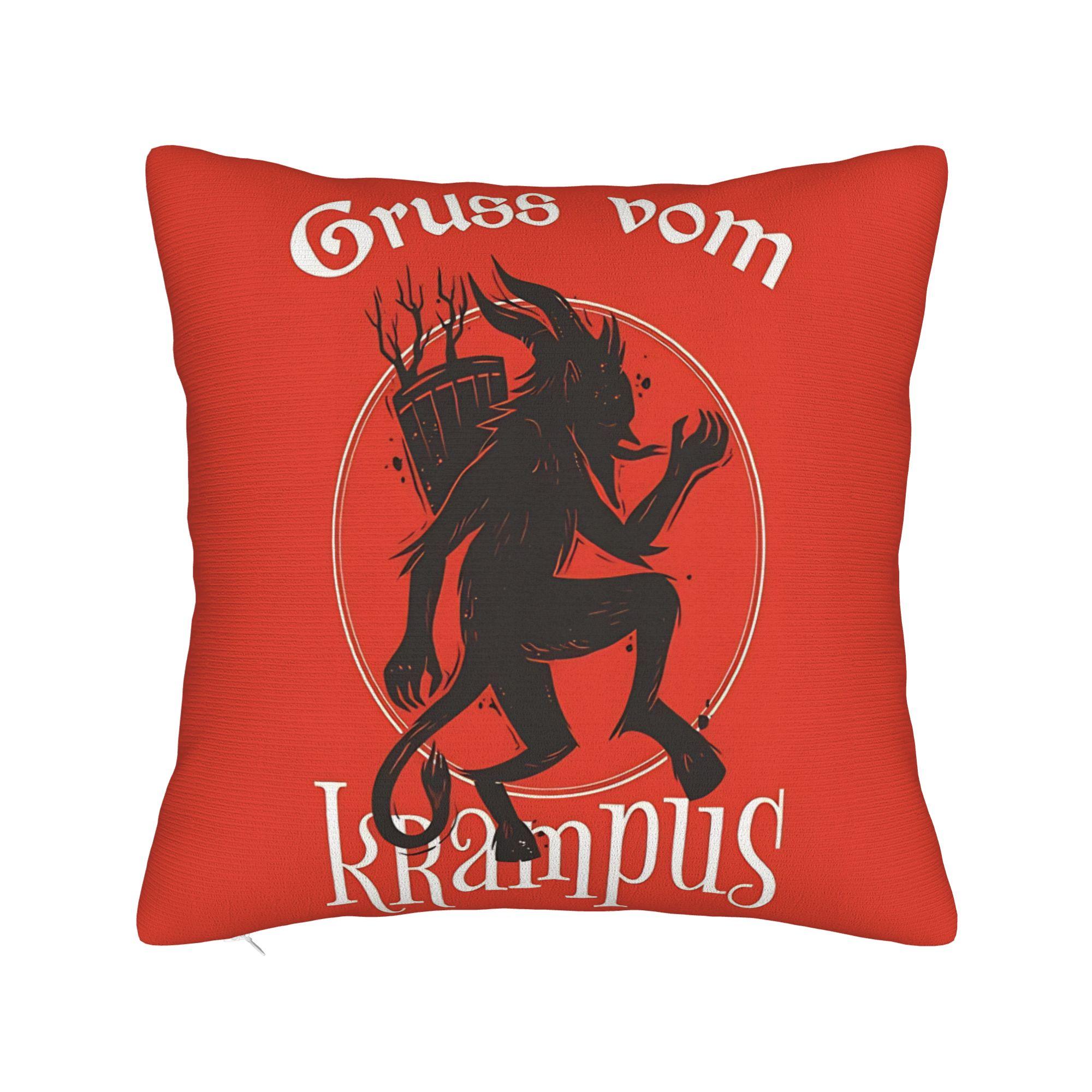 

Merry Krampus Horror Pillowcases Retro Trendy Pillow Case For Living Room Sofa Square Pillow Cover 16x16Inch