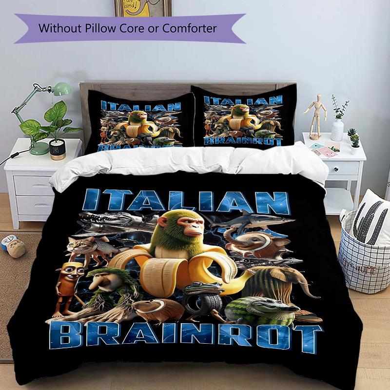 Italian Monkey Banana Scene Print 3Pcs Bedding Setduvet Cover With 2 Bedropillowcase Home Birthday Gift