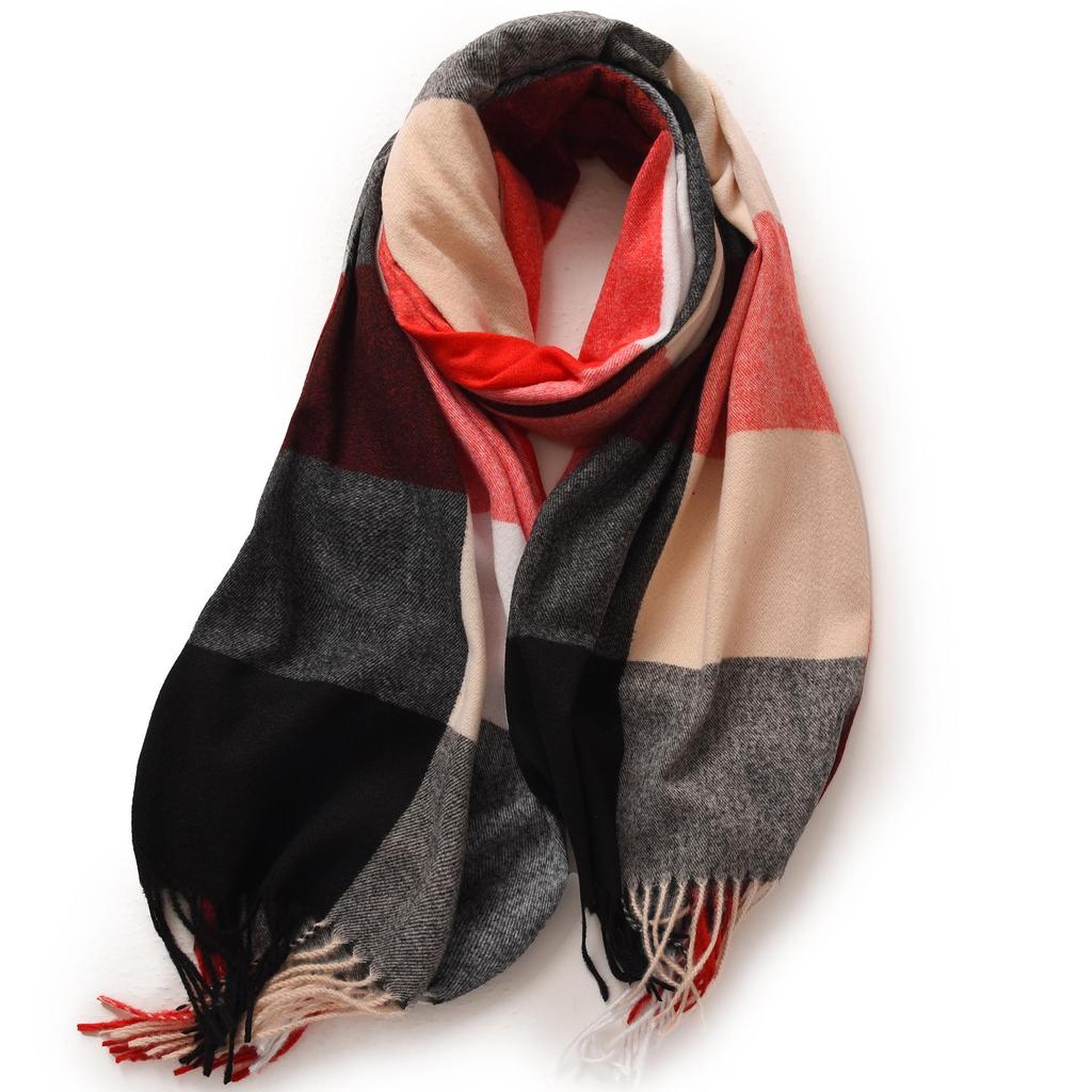 2025 Elegant Women's Striped Plaid Shawl – High-End Autumn/Winter Fashion Scarf