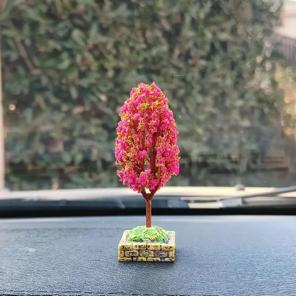 New Car Mini Tree Simulated Flower Ornament Square Base Interior Accessories Center Console Decorations Mounted Plant Ornament