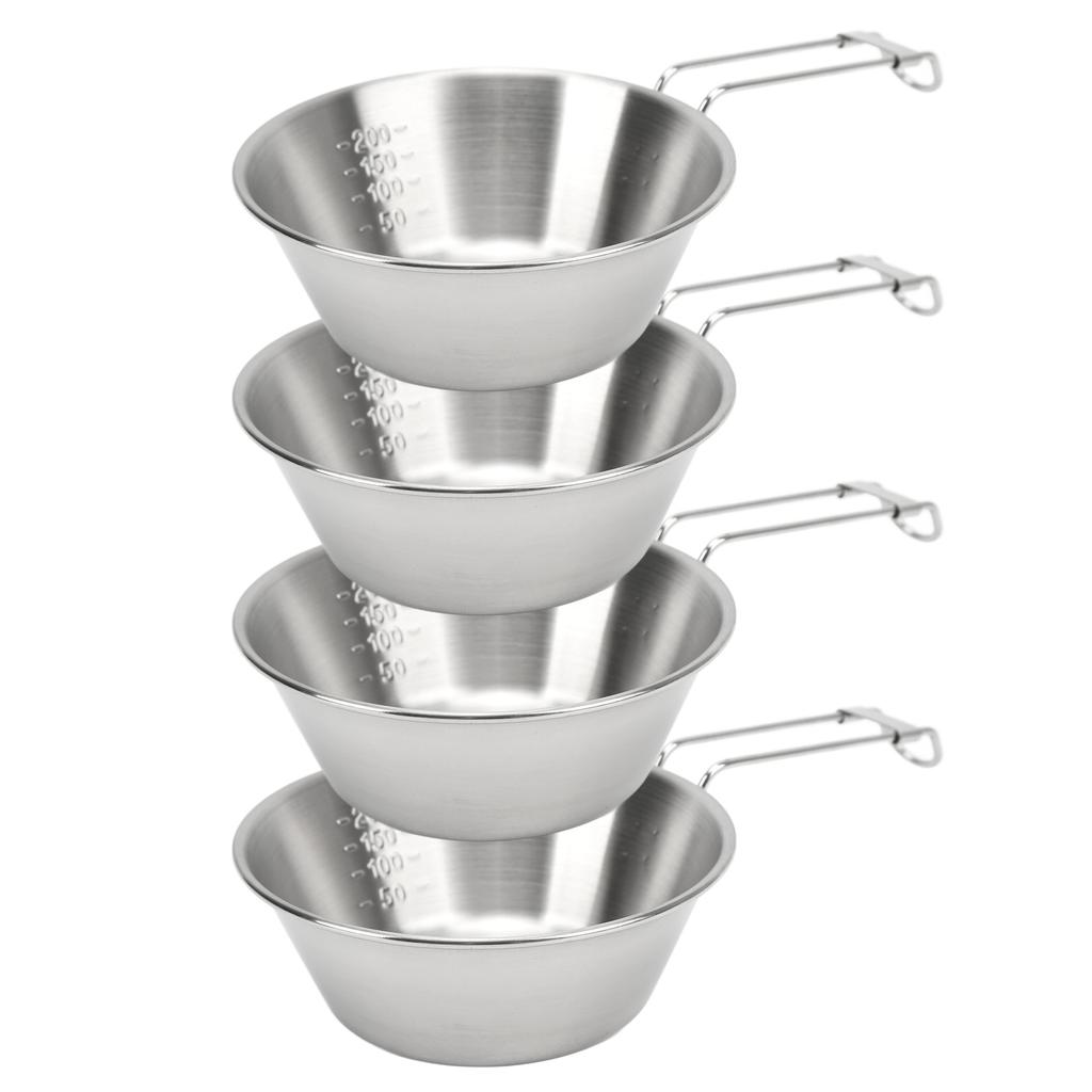 4Pcs Camping Bowls 300ml Stainless Steel Foldable Handle Widely Used Stainless Steel Bowls for Camping Hiking Outdoor