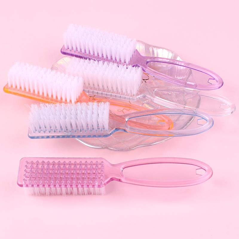 5pcs Transparent Nail Brush Cleaning Brushes Plastic Handle Grip Multifunctional Brush Cleaner Scrubbing Pedicure for Manicure