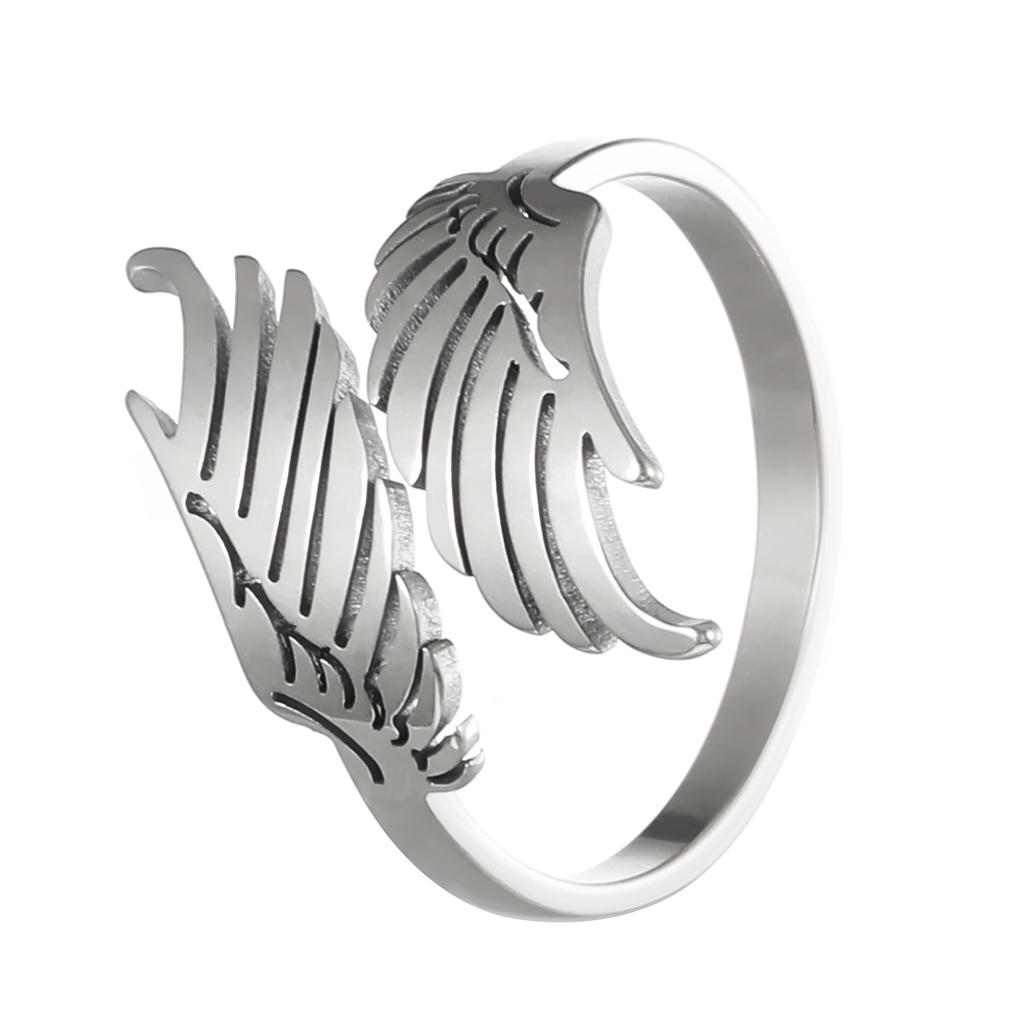1-24PCS Open Adjustable Wing Couple Rings Stainless Steel Polished Hypoallergenic Comfort Fit Jewelry for Daily Wear Anniversary