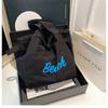 Korean Style Cotton Tote Bag For Women, Minimalist Letter Print Shoulder Bag, Large Capacity Commute Handbag