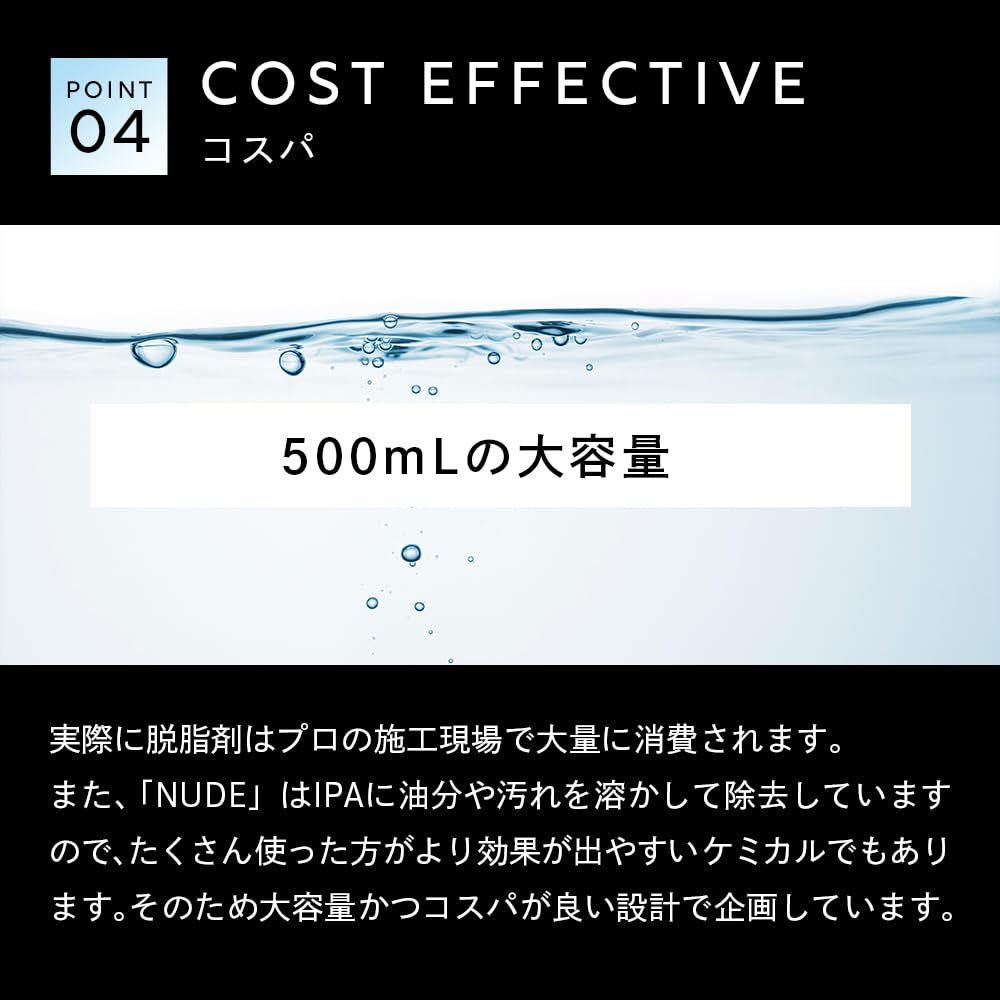 NUDE Degreaser for Base Treatment with High Concentration of Large Capacity 500ml Easy To Use and Easy To Hold Detail Artist Nude [DETAIL ARTIST]