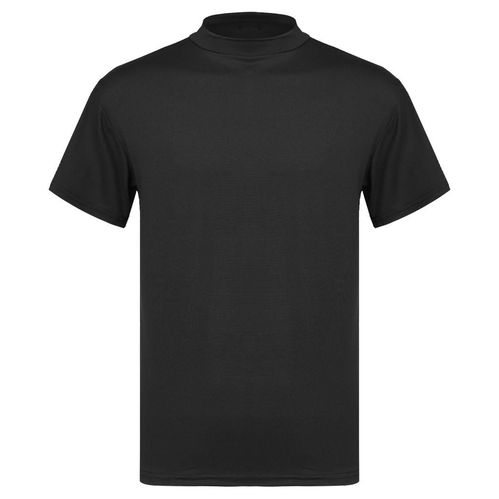 Mens Mock Neck Short Sleeve T Shirt Casual Solid Color Slim Fit Basic Top Comfortable Undershirt Tee