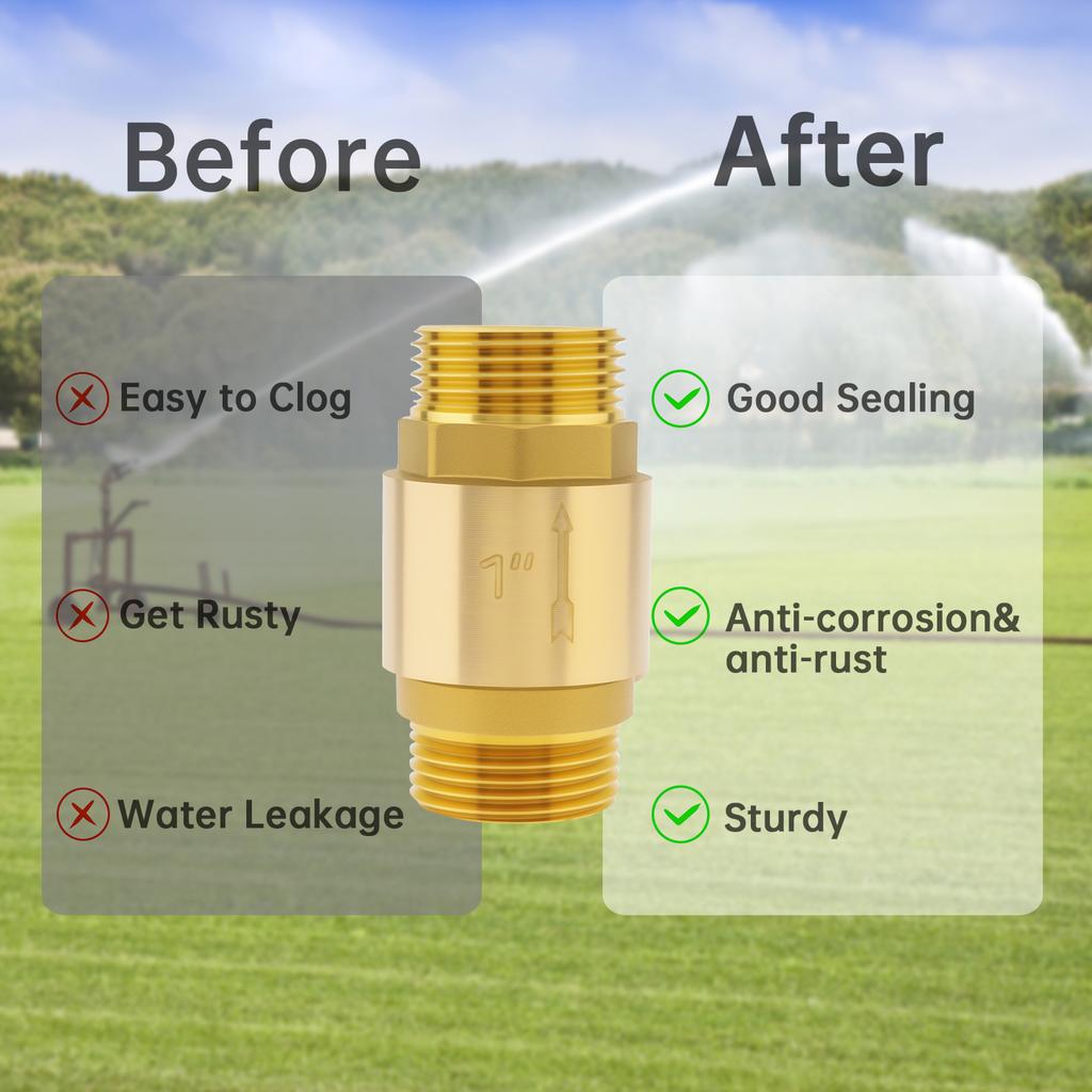 1 Inch Heavy Duty Check Valve - Bronze Backflow Preventer for Well Pump, Water Tank & Plumbing, Horizontal Flow One-Way Valve, Corrosion Resistant