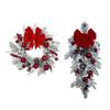 Christmas Wreath Decorated with Bow Balls Red Berries Front Door Wreath for Wall Holiday Party Office Christmas Decoration