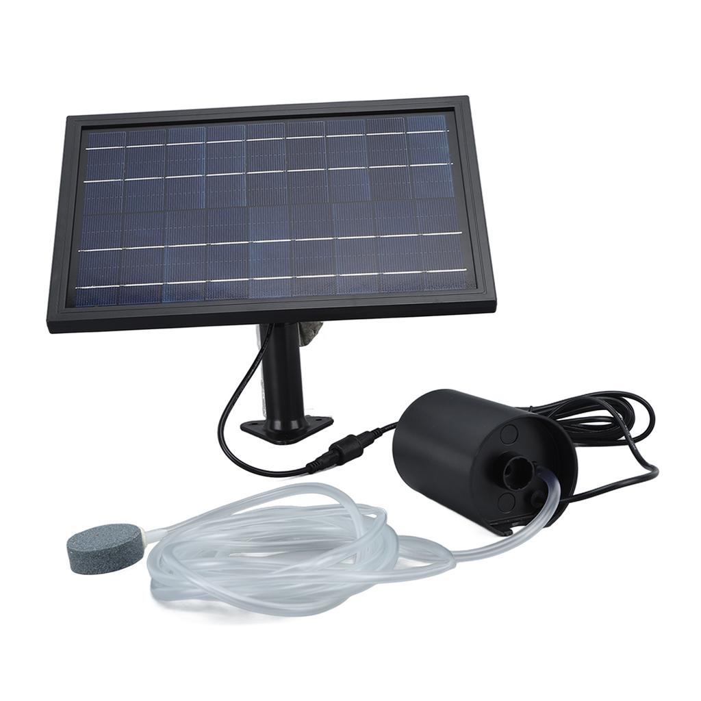Solar Air Pump with 2 Bubble Stones with Hose 8W 10V 2400mAh ABS and Polysilicon Solar Oxygen Pump