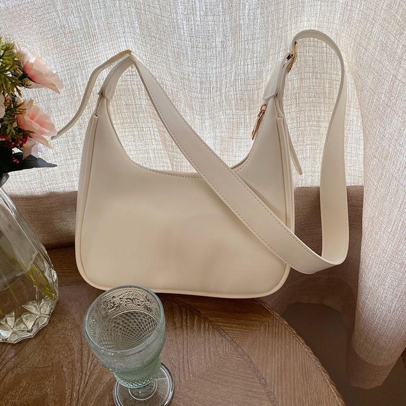 Winter New Shoulder Bag For Women PU Leather Crossbody Bag Solid Color Half-moon Bags Lady Handbag Daily Pouch