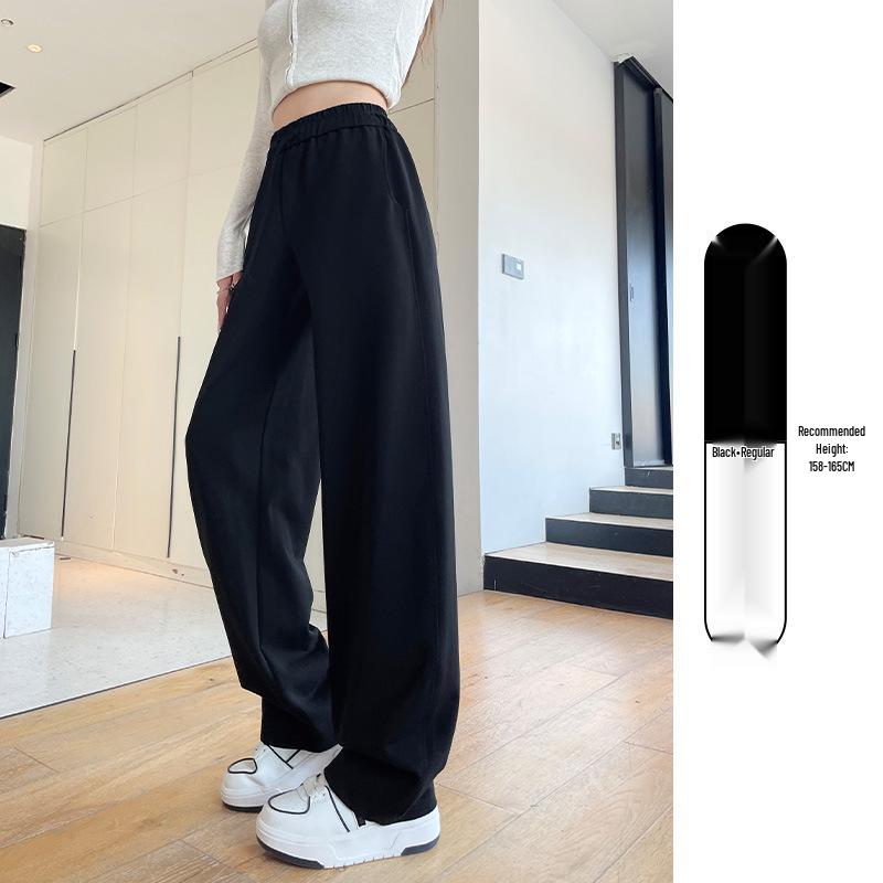 

Женские черные брюки-бананы широкого кроя в облегающем стиле для весны/осени 2025 - Драпирующиеся, стройнящие, универсальные повседневные брюки L