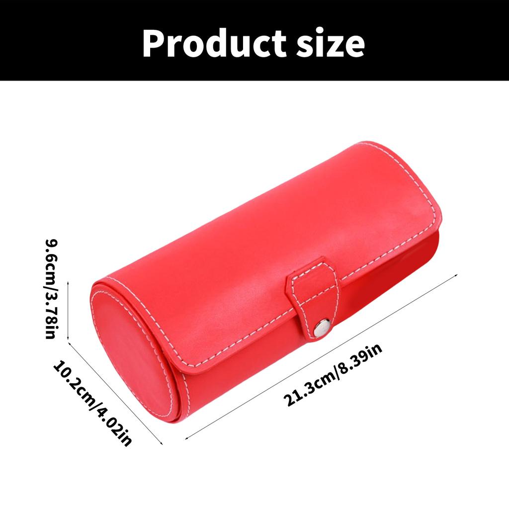 Travel Watch Case Roll Organizers Accessory For Men PU Leather Display Holder With 3 Slots Elegant Handwoven Pattern