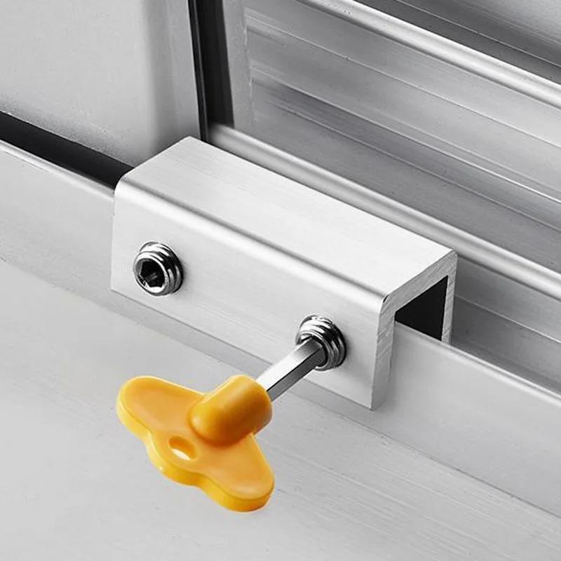 Aluminum Alloy Window Lock Stopper Sliding Window Anti-theft lock Window Sliding Door Baby Kids Child Safety Doors Lock